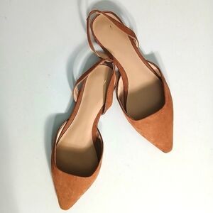 H&M Tan Faux Suede Women's Slingback Flats